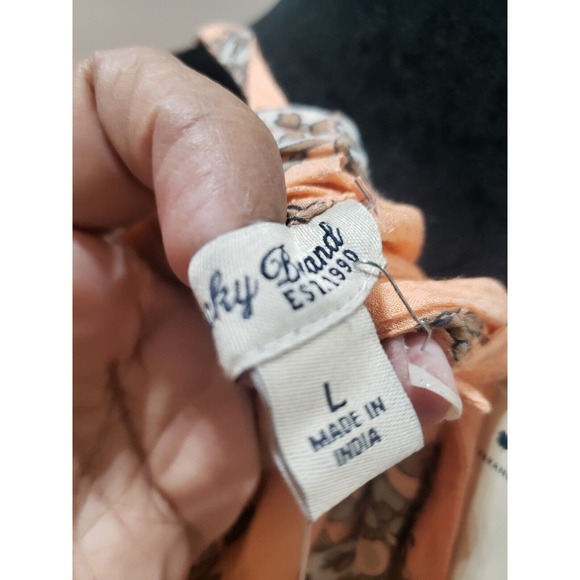 Lucky Brand Women's Peach 100% Rayon Round Neck Sleeveless Top Blouse Size L - Picture 8 of 13